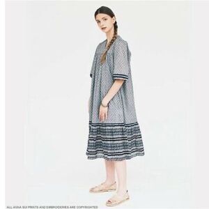 Anna Sui x Uniqlo Floral Midi Dress‎ Medium Modest Ruffle Cotton Prairie